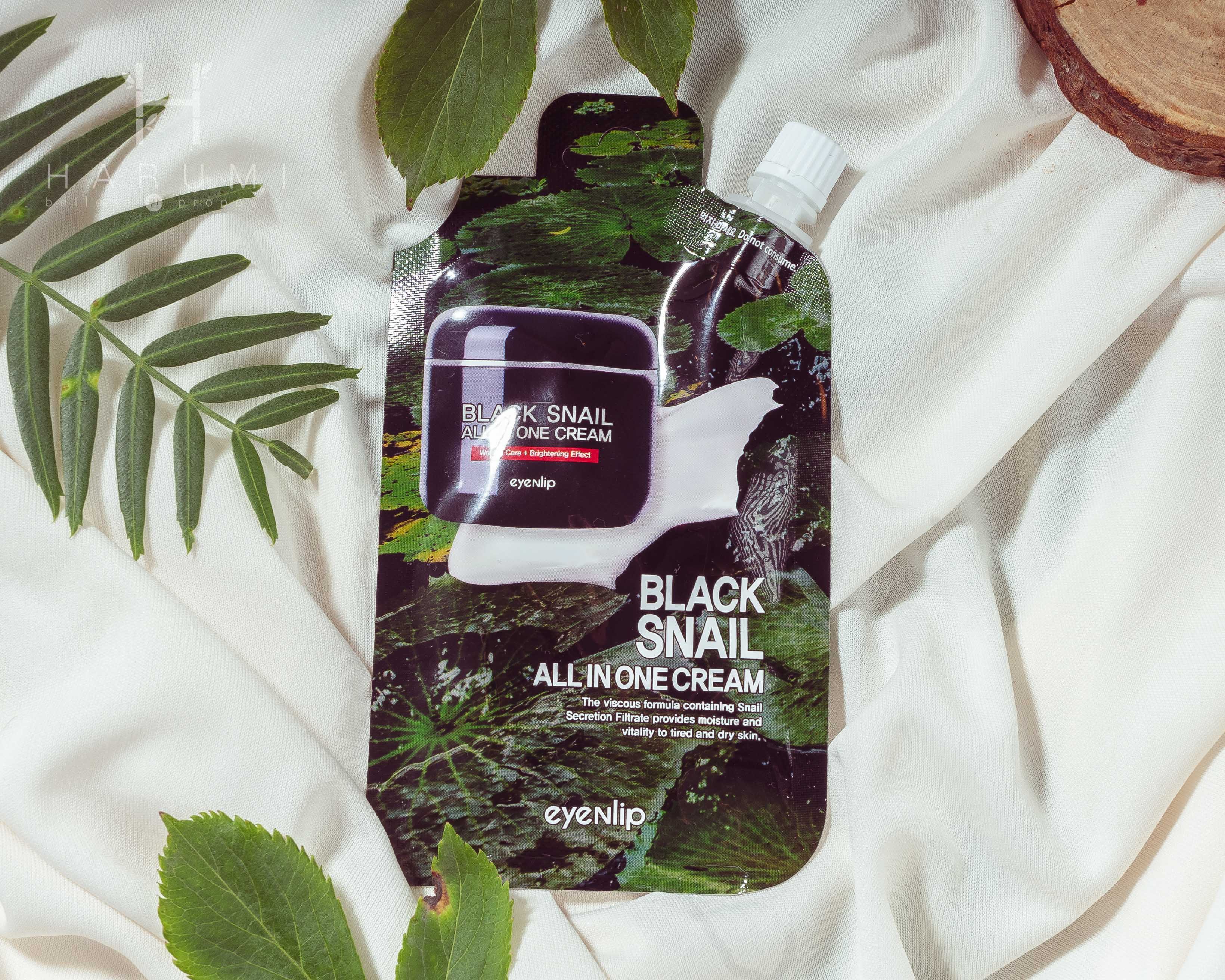 Hidratante facial de Eyenlip con Baba de Caracol Eyenlip Black Snail All In One Cream Sachet Harumi Skincare Coreano Harumi Belleza Coreana