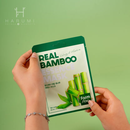 Farmstay Real Bamboo Essence Mask Skincare maquillaje productos de belleza coreanos en Colombia kbeauty