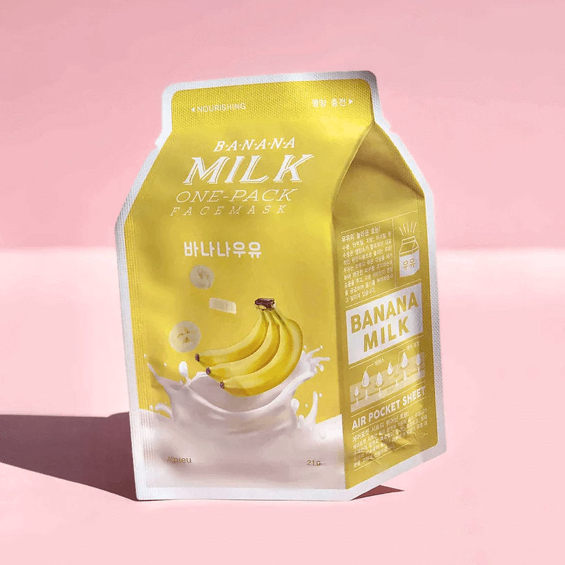 Apieu Milk One-Pack Face Mask Banana skincare coreano colombia ikigai harumiProductos Coreanos Bogota Medellin Cali Skincare Maquillaje Belleza Ventas por Mayor