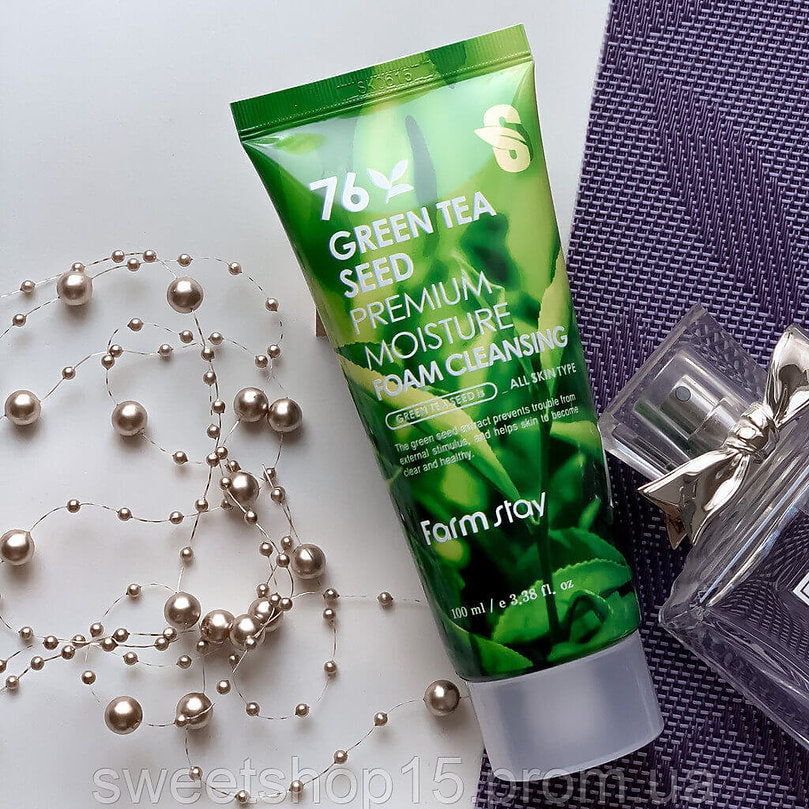 FarmStay 76 Green Tea Seed Premium Moisture Foam Cleansing skincare coreano colombia ikigai harumiProductos Coreanos Bogota Medellin Cali Skincare Maquillaje Belleza Ventas por Mayor