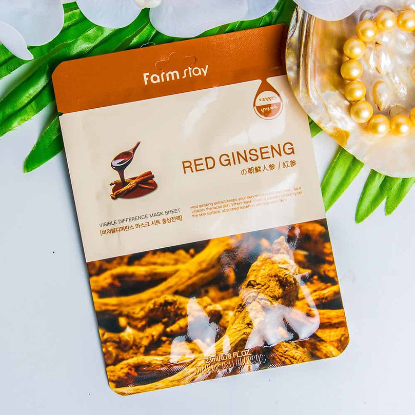 FarmStay Red Ginseng Visible Difference Mask Sheet skincare coreano colombia ikigai harumiProductos Coreanos Bogota Medellin Cali Skincare Maquillaje Belleza Ventas por Mayor